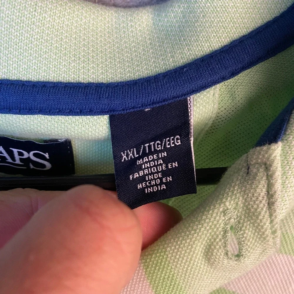New with tags Chaps Natural Stretch men's polo shirt in size XXL. Green striped